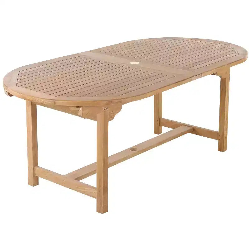 Nordic Teak 79-118 Adjustable 6-8 Person Natural Outdoor Dining Table - Beige