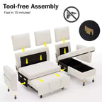 2-in-1 Pull Out Sleeper Sofa with Storage Chaise, Chenille Sectional Couch with USB Ports for Living Room