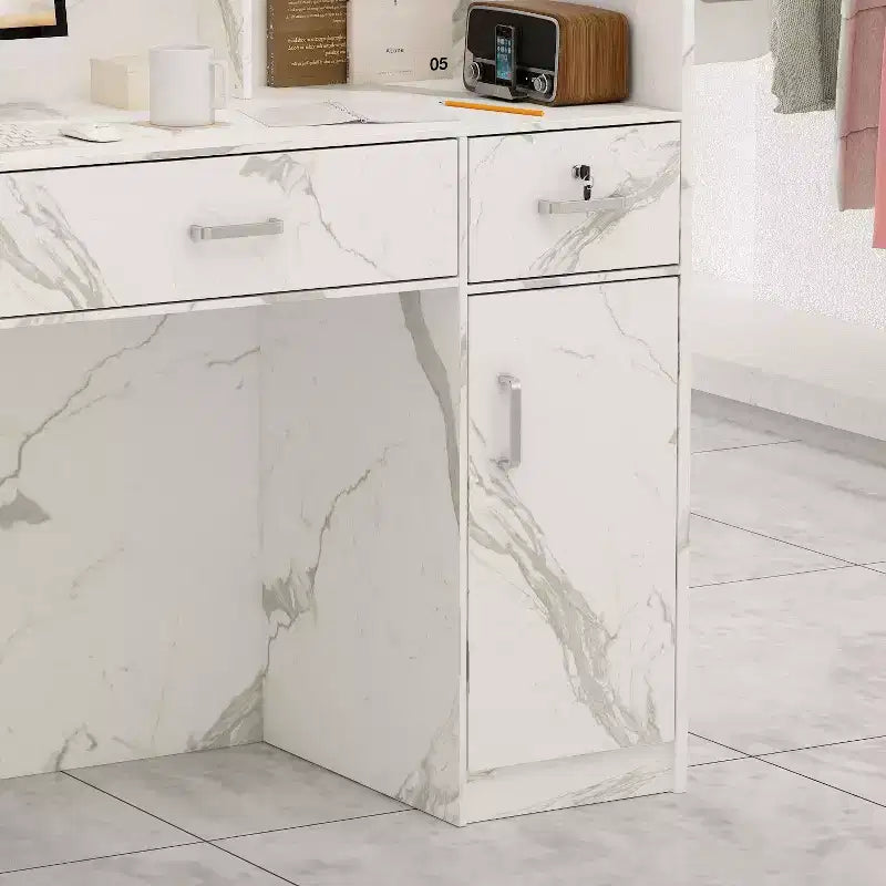 Famapy L-shaped Reception Desk Multifunctional Welcome Desk Workstation