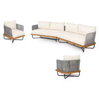 Christopher Knight Home Raphael 4 Piece Outdoor Rope and Acacia Sectional Sofa Set (Table Not Included)