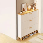 Natural Narrow Drop Front Shoe Cabinet with Doors