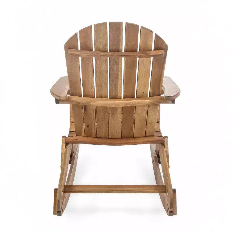 Okak Rustic Adirondack Rocking Chair Premium Acacia Accent Chairs,1 Pc,Outdoor Lazy Chair for Porch,Backyard&Garden,Natural