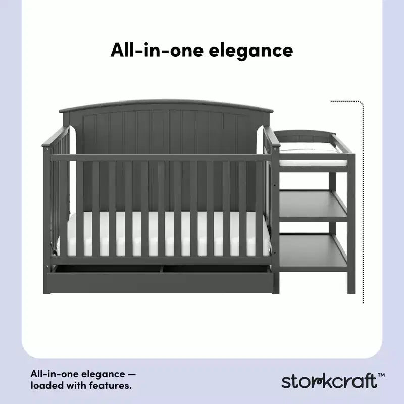 Storkcraft Steveston 5-in-1 Convertible Crib and Changer with Drawer
