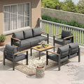 5-Piece Sectional Conversation Set, Aluminum Outdoor Patio Furniture Set, Modern Outdoor Seating, for Porch, Balcony, Deck