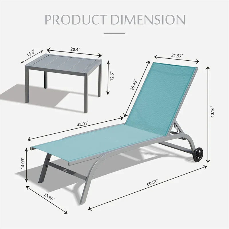 Two Outdoor Lounge Chairs with 1 Table