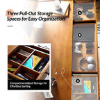 Mid-century Office Desk with Drawer Divider&Cable Management&Charging Station