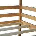 Rubberwood Detachable Triple Twin Bunk Bed with 2 Built-in Ladders and Guardrails