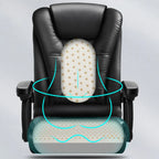 Ergonomic Black Leather Swivel Office Chair with Footrest