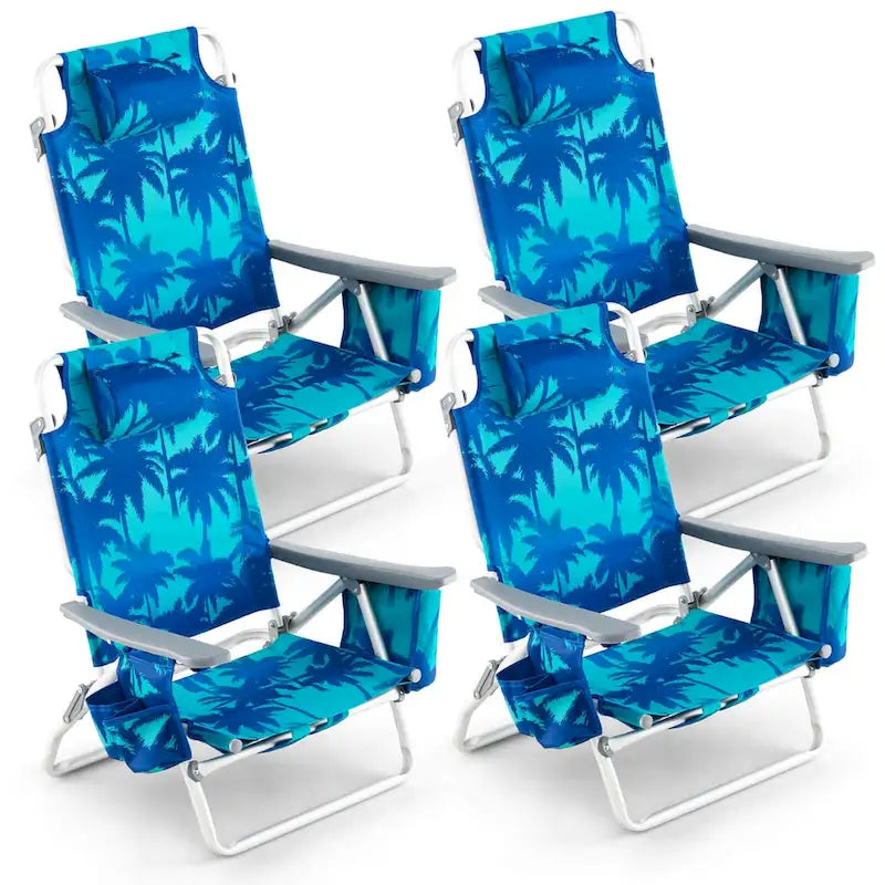Costway 4-Pack Folding Backpack Beach Chair 5-Position Outdoor - See Details