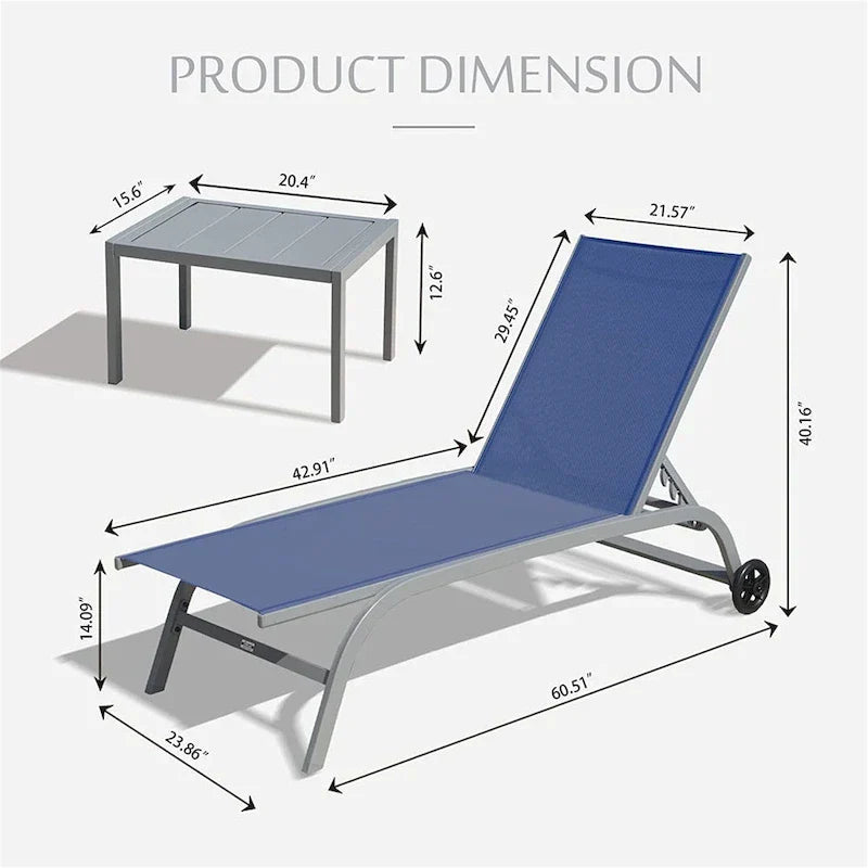Two Outdoor Lounge Chairs with 1 Table