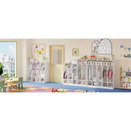 Acekool 4-Section Kids Coat Locker with 4 Cubbies & 8 Hooks for Classroom, Nursery & Home