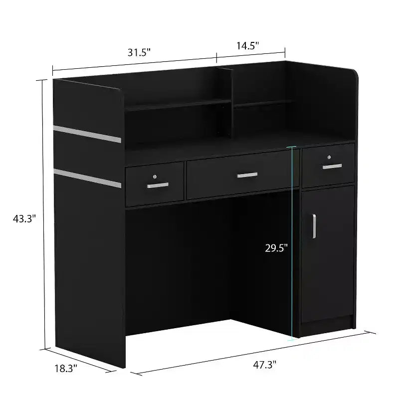 Famapy L-shaped Reception Desk Multifunctional Welcome Desk Workstation