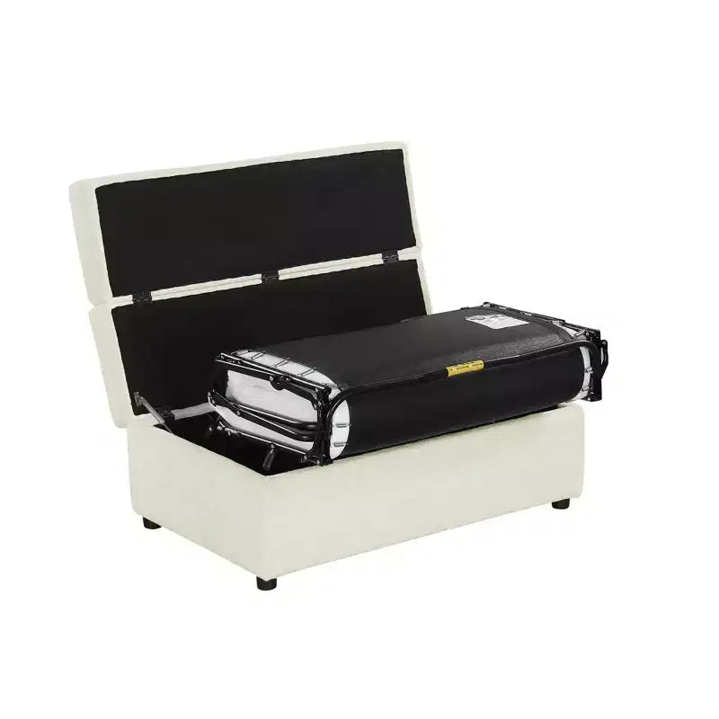Twin Size Convertible Ottoman Sleeper Bed with Mattress - Space-Saving Guest Bed for Living Room & Apartment