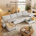 104 U-Shaped Convertible Sleeper Sofa Bed with Storage