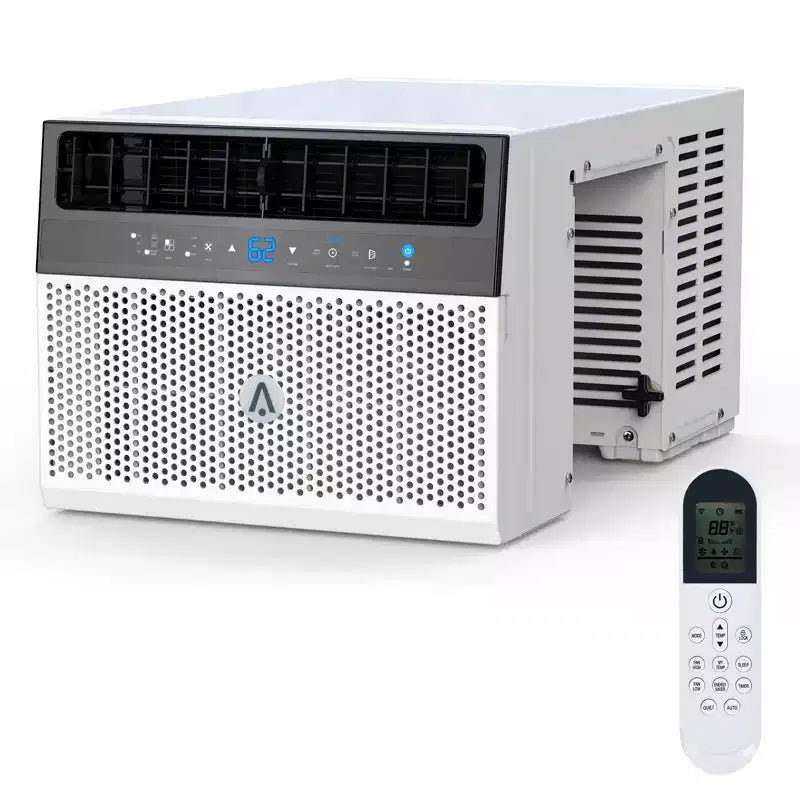 Climatiseur de fenêtre, unité de climatisation de fenêtre avec filtre lavable, compatible Wi-Fi avec télécommande, refroidit jusqu'à 32,5 mètres carrés, 6 modes, 115V/60Hz