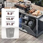 FAMYYT 78.3-Inch Outdoor Kitchen Island with Stainless Steel Countertop, Foldable BBQ Station, and Storage Cabinets, Grey Blue