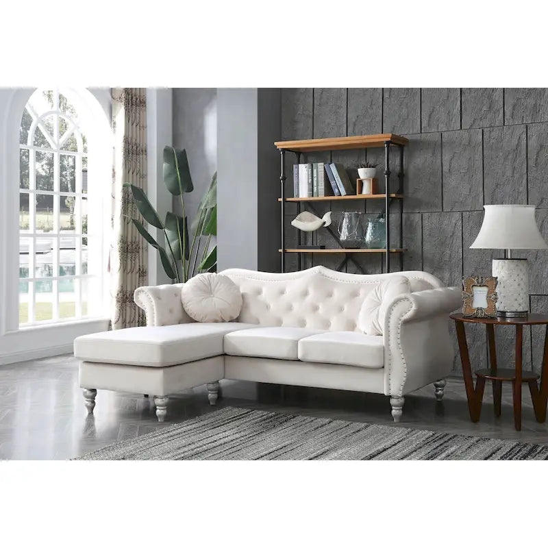 Hollywood Velvet Sofa with Reversible Chaise