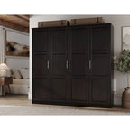 100% Solid Wood  4-Door Wardrobe with Solid Wood or Mirrored Doors