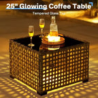 HOMLUX 6 PCS Patio Wicker Conversation Set 3-Seat Sofa with Cushion, Rattan Chairs, Ottomans, Coffee Table