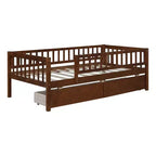 Twin Size Low Daybed with Storage Drawers, Wood Twin Platform Bed Frame with Rails for Boys and Girls Bedroom