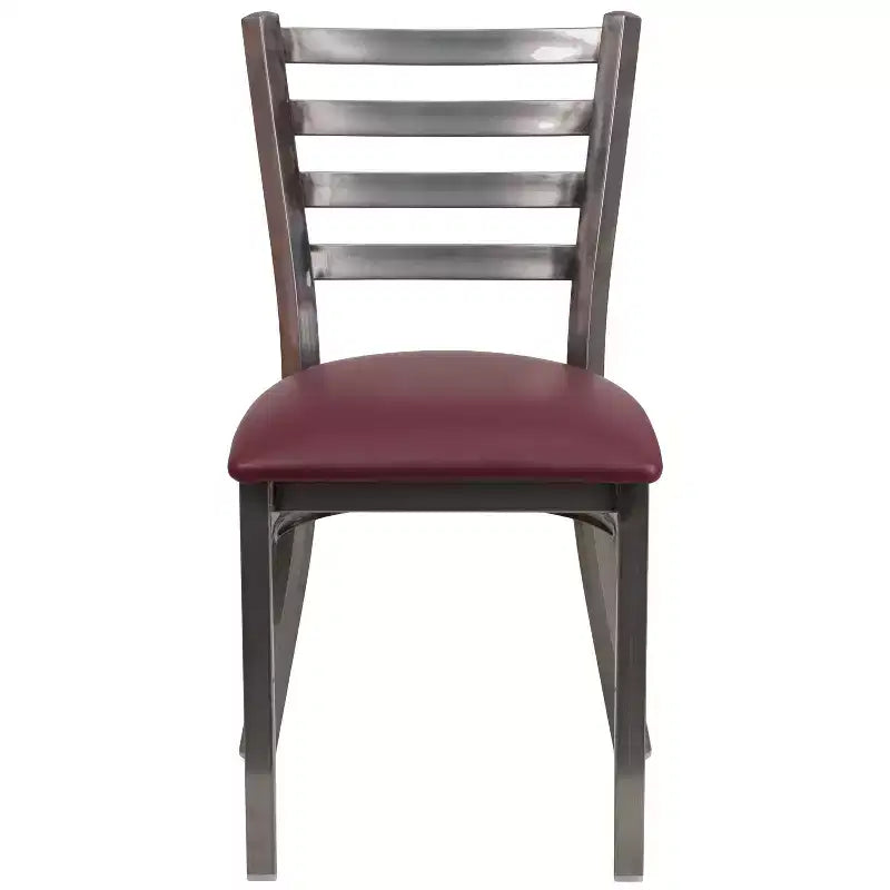 Emma and Oliver 2 Pack Clear Coated Ladder Back Metal Restaurant Chair