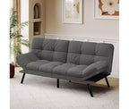 Convertible Futon Sofa Bed with Adjustable Backrest & Removable Armrests