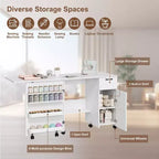 Folding Sewing Machine Table, Rolling Side Desk for Sewing Machine, Craft Station with Lockable Wheels for Home, Bedroom, Small Spaces