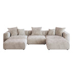 141.73 Modular Sectional Sofa, Corduroy U Shaped Sofa Couch with Ottomans
