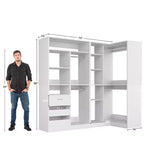 Besiost Set of 2 Corner Closet System with Tower Shelves, Freestanding Closet Organizer with Drawers