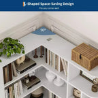 Bibliothèque d'angle haute de 188 cm - Étagère à 6 niveaux avec tiroir et placards, bibliothèque en forme de L avec étagères de rangement ouvertes, étagère d'exposition moderne pour la maison, le bureau