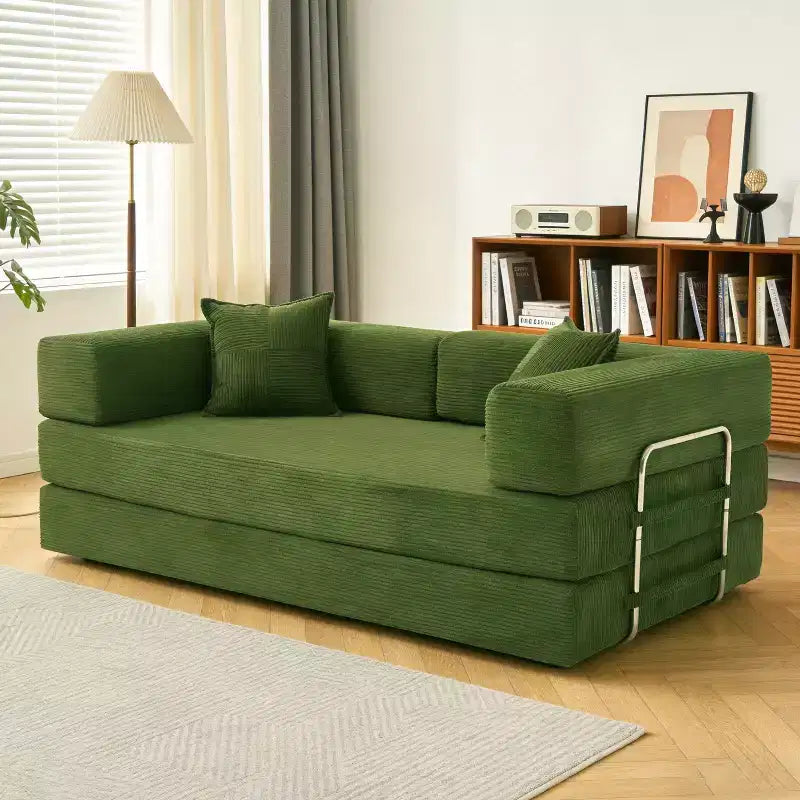 Dyonery 78Folding Sofa Bed Convertable Corduroy Couch King Size Floor Sleeper 4-in-1 DIY Combination Modular Sofa Fold Out Comfy sofa.