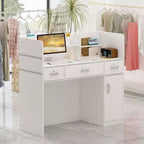 Famapy L-shaped Reception Desk Multifunctional Welcome Desk Workstation