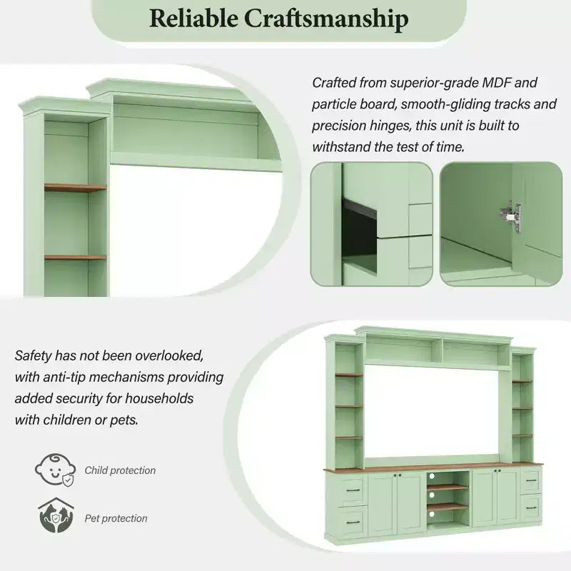 ModernLuxe 4-in-1 Farmhouse Entertainment Center Wall Unit, Fits TVs Up to 70, TV Stand Media Console w/ Adjustable Shelves & Drawers