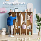 Acekool 4-Section Kids Coat Locker with 4 Cubbies & 8 Hooks for Classroom, Nursery & Home