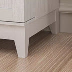 Pensili da Cucina con Finitura Venata Legno Bianco con Portabicchieri, Spazio Multi-Contenitore