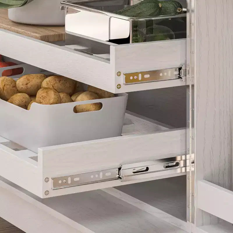 Pensili da Cucina con Finitura Venata Legno Bianco con Portabicchieri, Spazio Multi-Contenitore