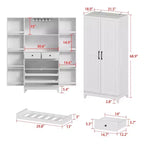 Pensili da Cucina con Finitura Venata Legno Bianco con Portabicchieri, Spazio Multi-Contenitore