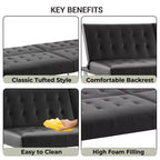 Divano Letto Futon trapuntato con schienale diviso, Divano Letto convertibile con gambe cromate