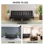 Divano Letto Futon trapuntato con schienale diviso, Divano Letto convertibile con gambe cromate