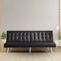 Divano Letto Futon trapuntato con schienale diviso, Divano Letto convertibile con gambe cromate