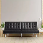 Divano Letto Futon trapuntato con schienale diviso, Divano Letto convertibile con gambe cromate