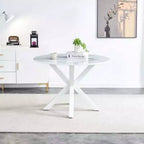 Elegant Pedestal Table: Mid-Century Design, Cross-Legs, MDF - Dining or Coffee Use