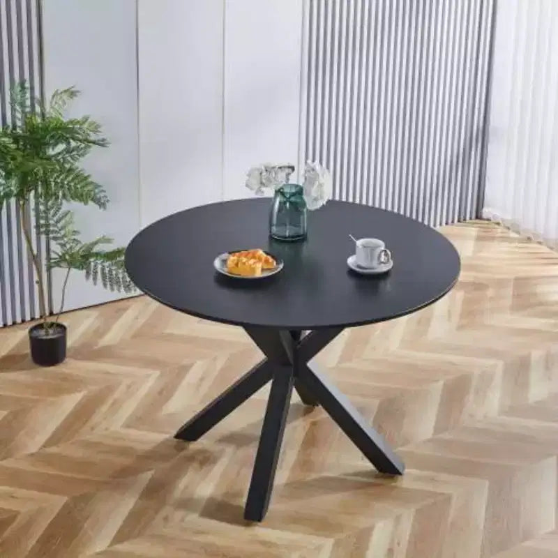 Tavolo a piedistallo elegante: design anni '50, gambe incrociate, MDF - uso sala da pranzo o tavolino da caffè