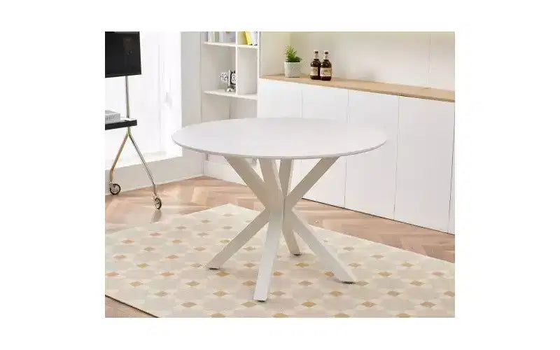 Tavolo a piedistallo elegante: design anni '50, gambe incrociate, MDF - uso sala da pranzo o tavolino da caffè