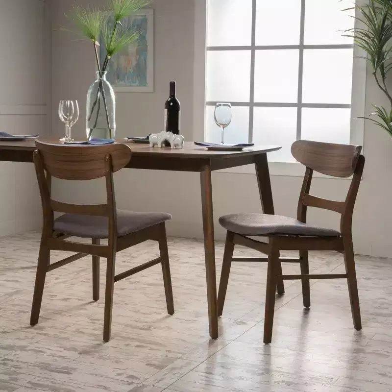 Sedie da pranzo Isador in tessuto imbottito con struttura in legno, stile moderno di metà secolo (Set di 2)