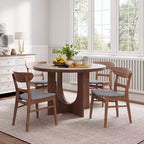 Sedie da pranzo Isador in tessuto imbottito con struttura in legno, stile moderno di metà secolo (Set di 2)
