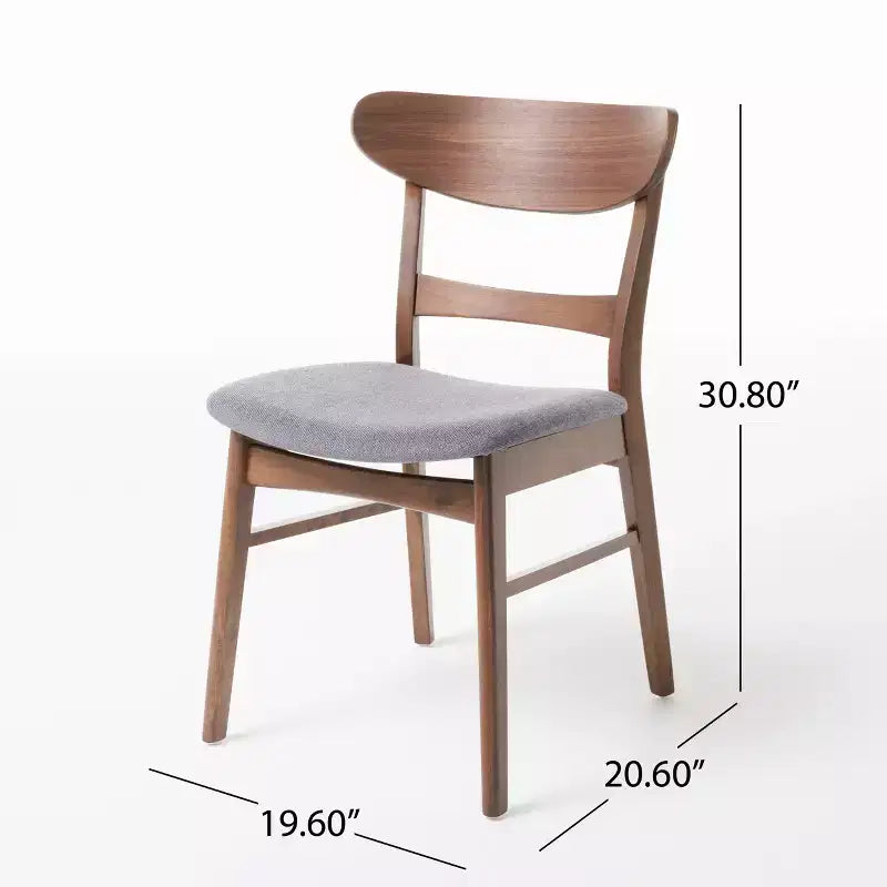 Sedie da pranzo Isador in tessuto imbottito con struttura in legno, stile moderno di metà secolo (Set di 2)