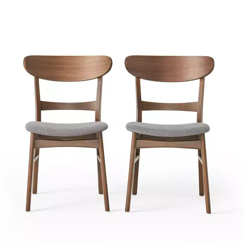 Sedie da pranzo Isador in tessuto imbottito con struttura in legno, stile moderno di metà secolo (Set di 2)