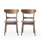 Sedie da pranzo Isador in tessuto imbottito con struttura in legno, stile moderno di metà secolo (Set di 2)