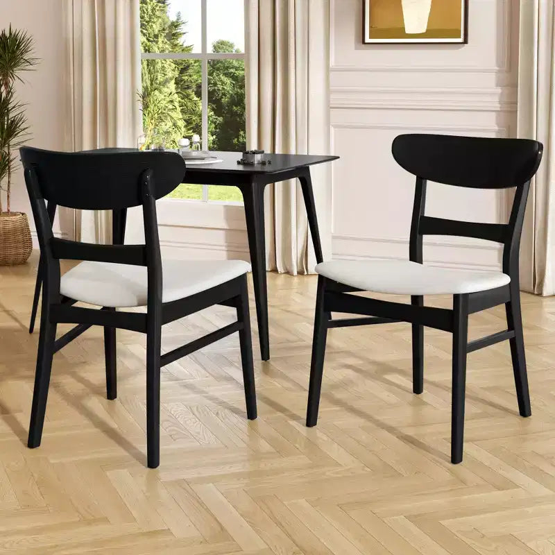 Sedie da pranzo Isador in tessuto imbottito con struttura in legno, stile moderno di metà secolo (Set di 2)